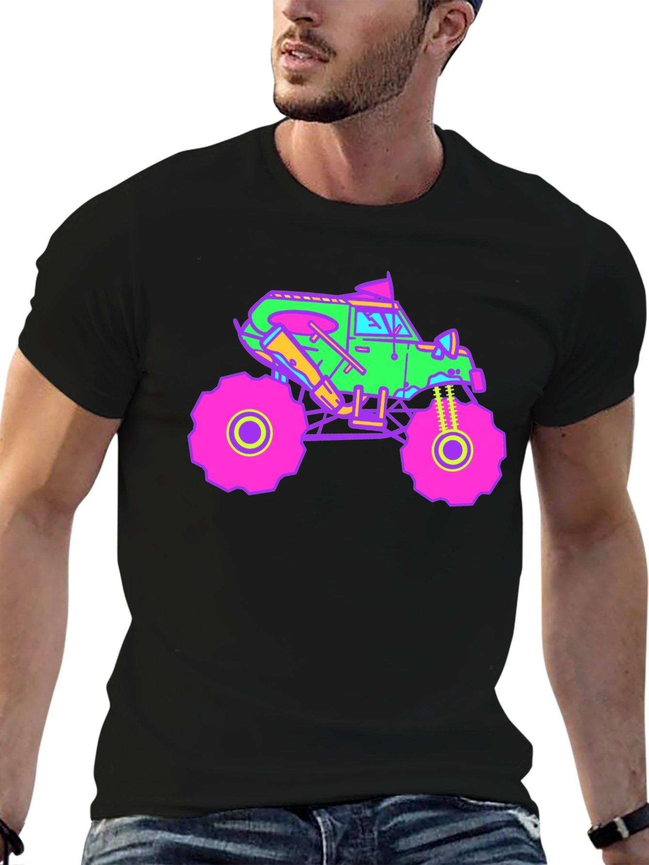 Black Vibrant Monster Truck Graphic T-Shirt view 6