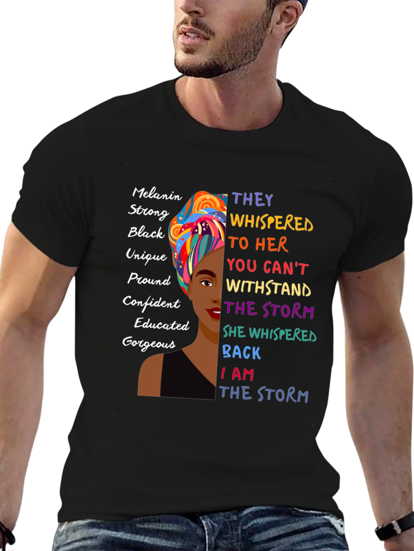 Black Melanin Strong Black Women's Empowerment T-Shirt view 6