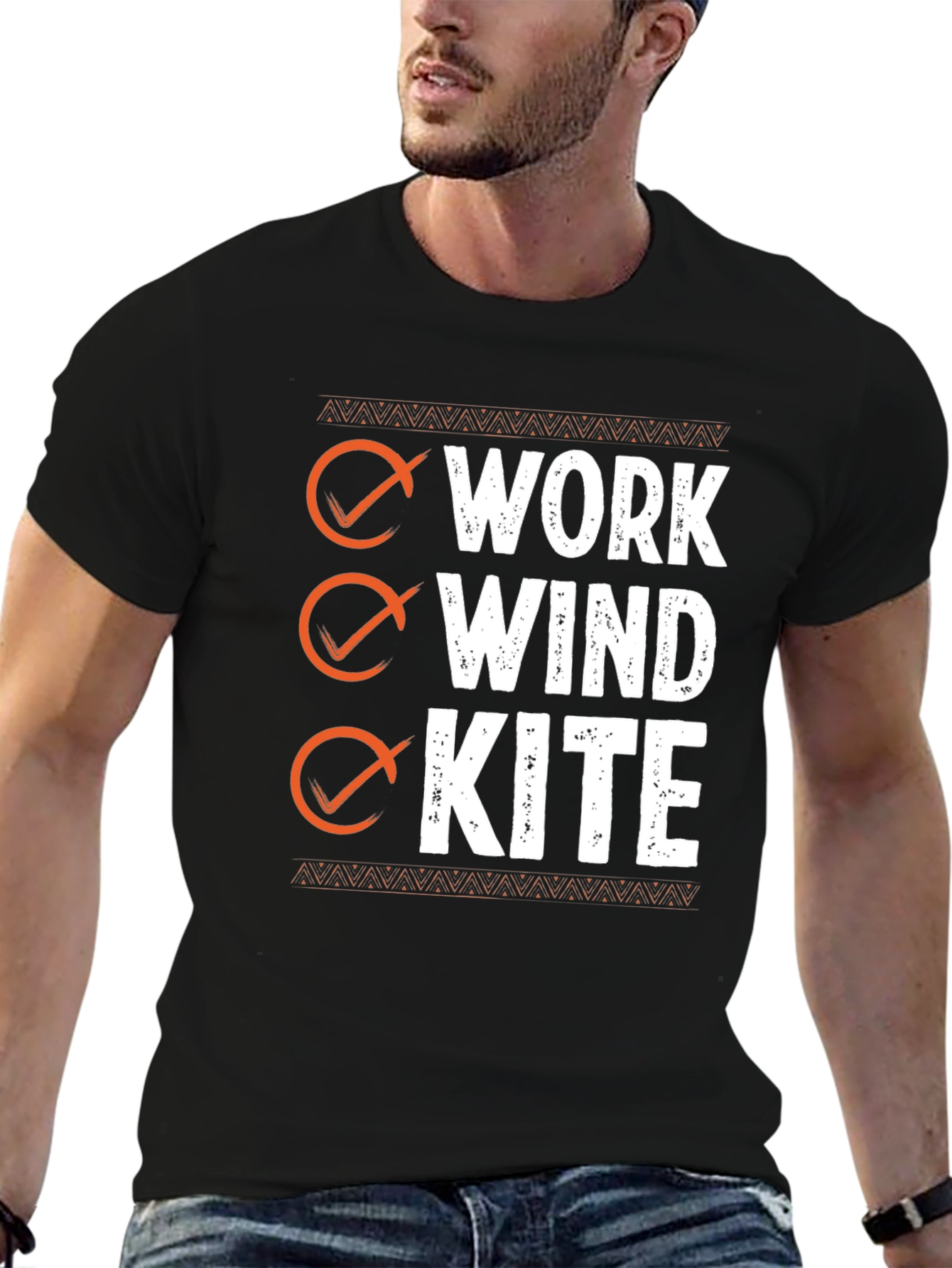 Black Work Wind Kite T-Shirt - Black Graphic Tee view 6