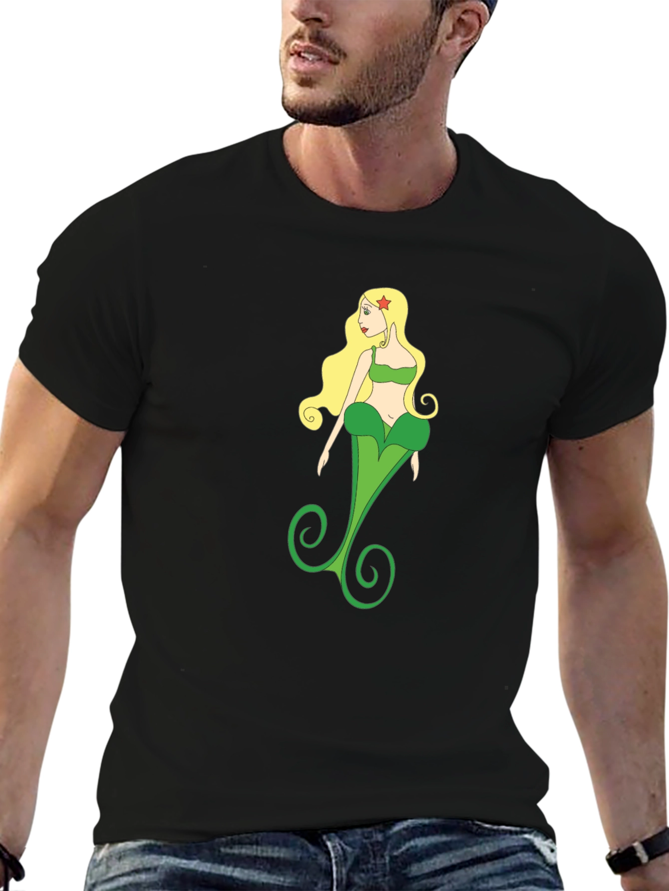 Black Unique Mermaid T-Shirt - Graphic Tee view 6