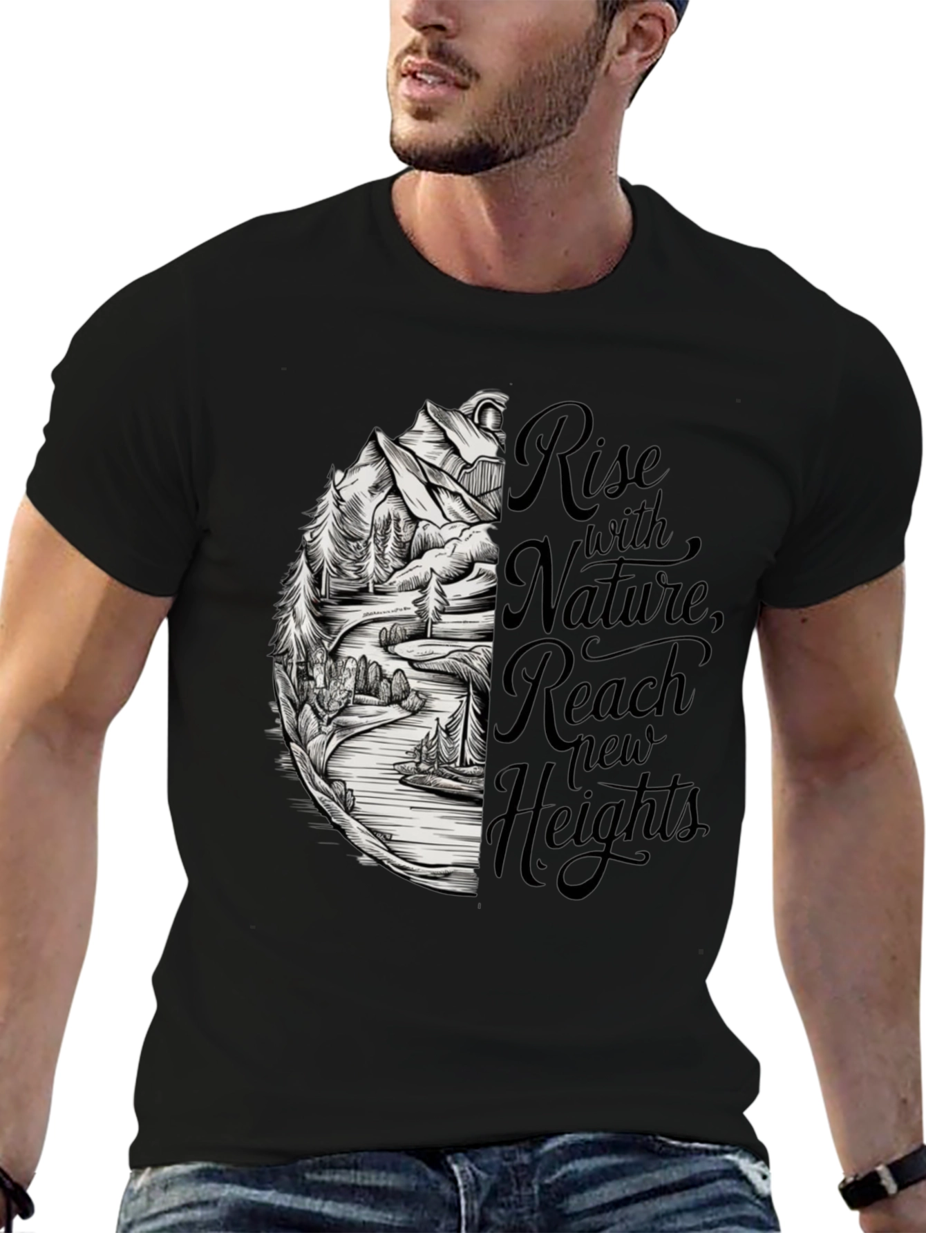 Black Nature Inspired T-Shirt - Rise with Nature view 6