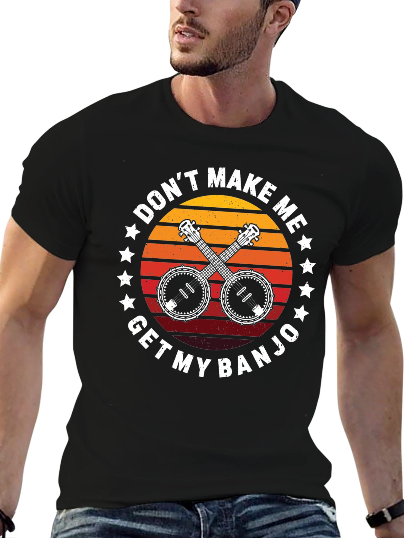Black Don't Make Me Get My Banjo Black T-Shirt view 6