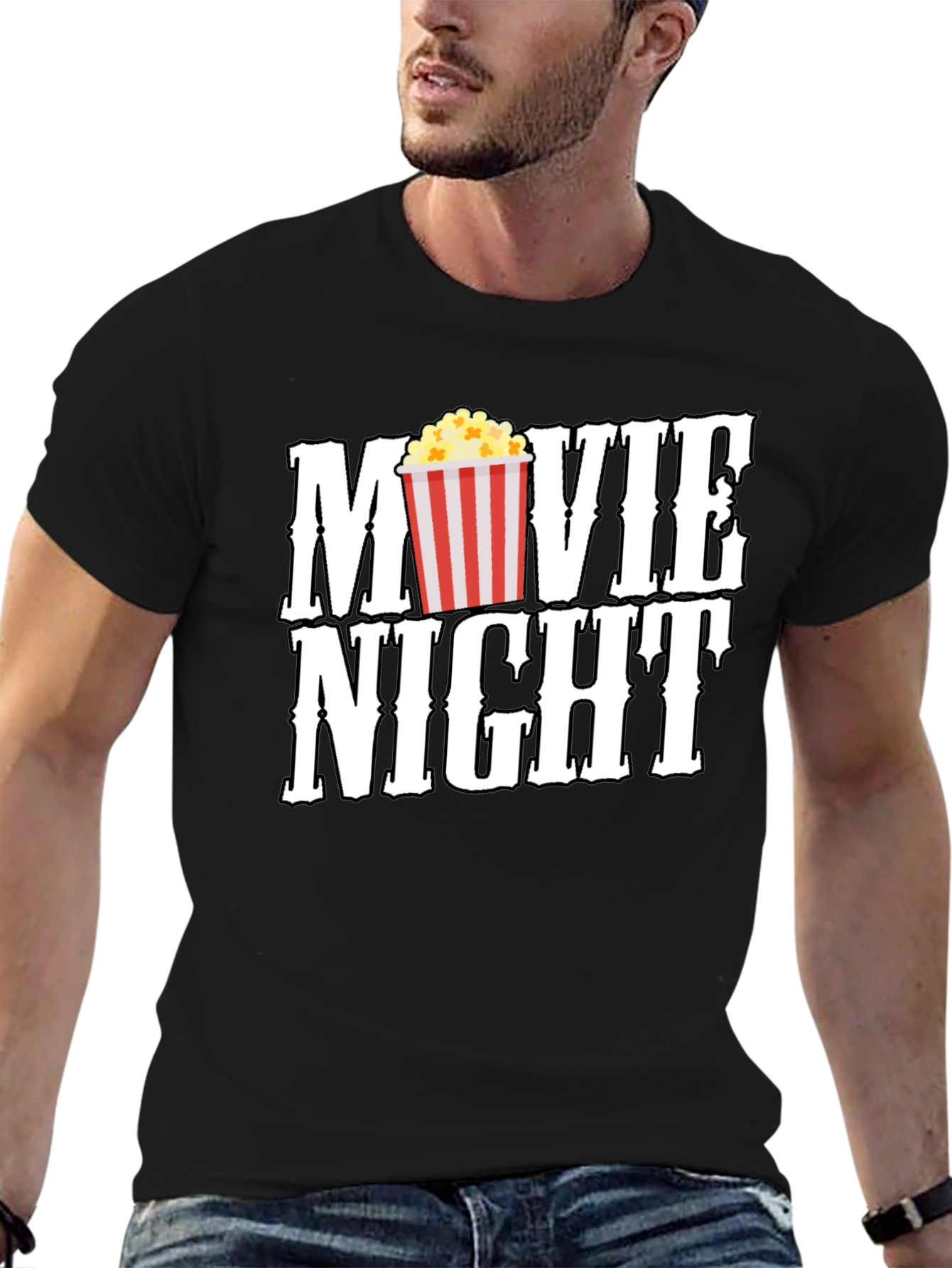 Black Movie Night Black Graphic Tee view 6