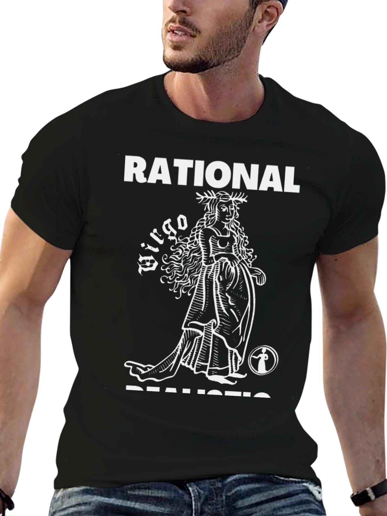 Black Rational Realistic Virgo Zodiac T-Shirt view 6