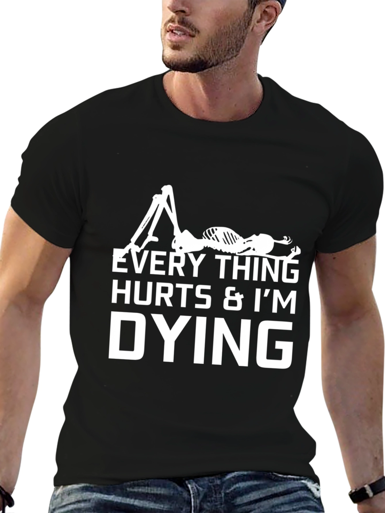Black Everything Hurts I'm Dying Black Graphic T-Shirt view 6