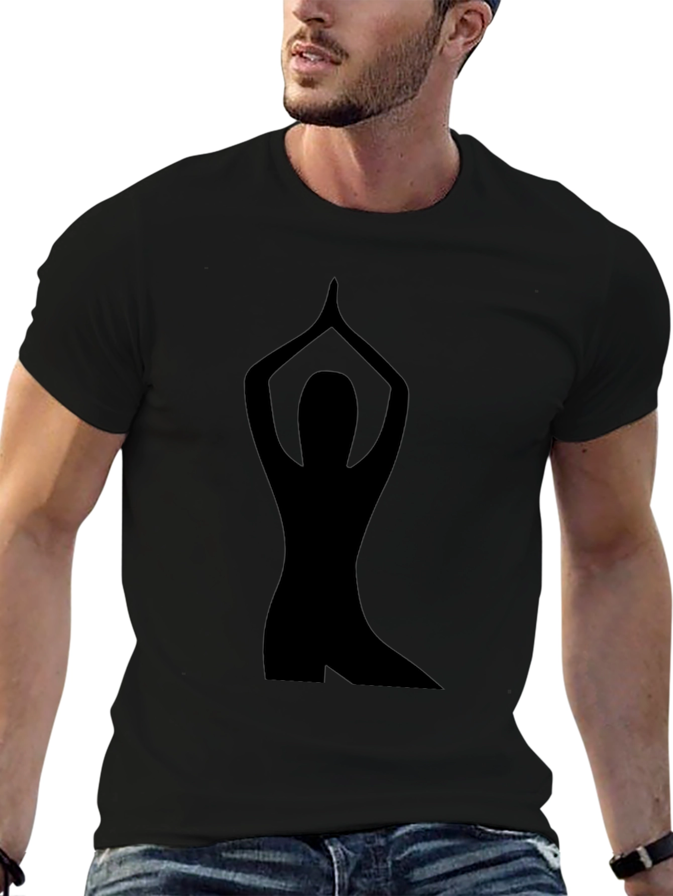Black Yoga Pose Graphic Tee - Black view 6