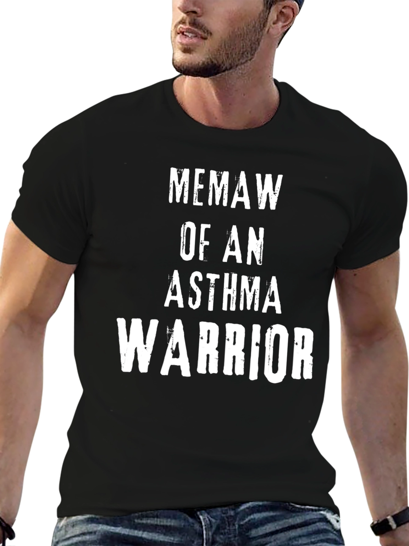 Black Memaw of an Asthma Warrior T-Shirt view 6