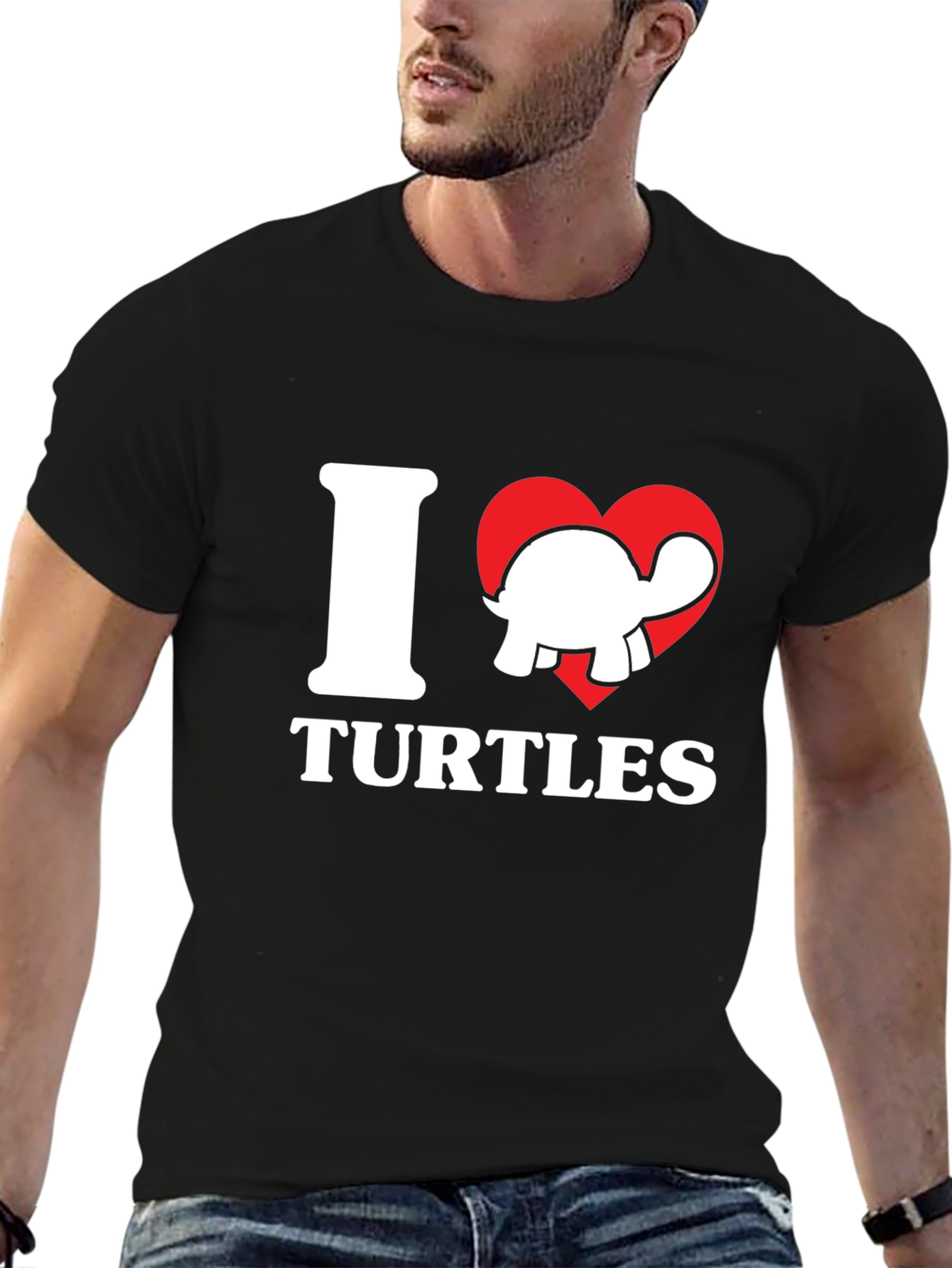 Black I Heart Turtles Graphic T-Shirt - Soft Cotton Tee view 6