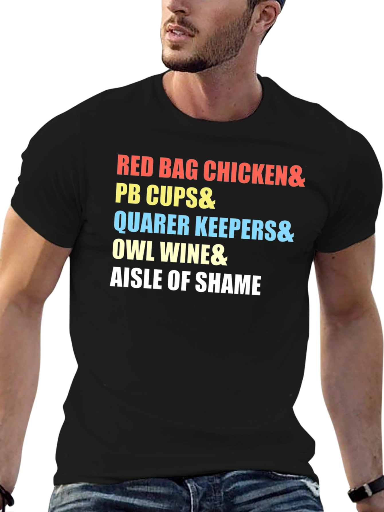 Black Red Bag Chicken & More T-Shirt view 6