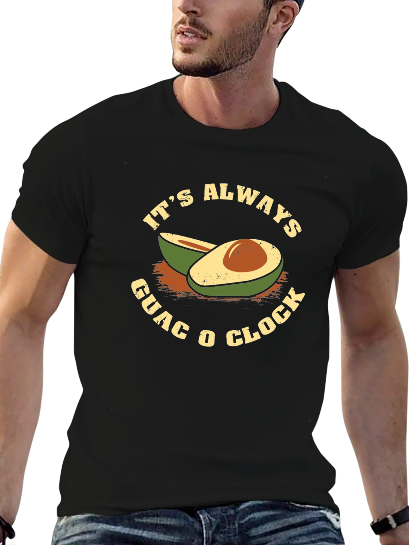 Black It's Always Guac O Clock Black T-Shirt view 6