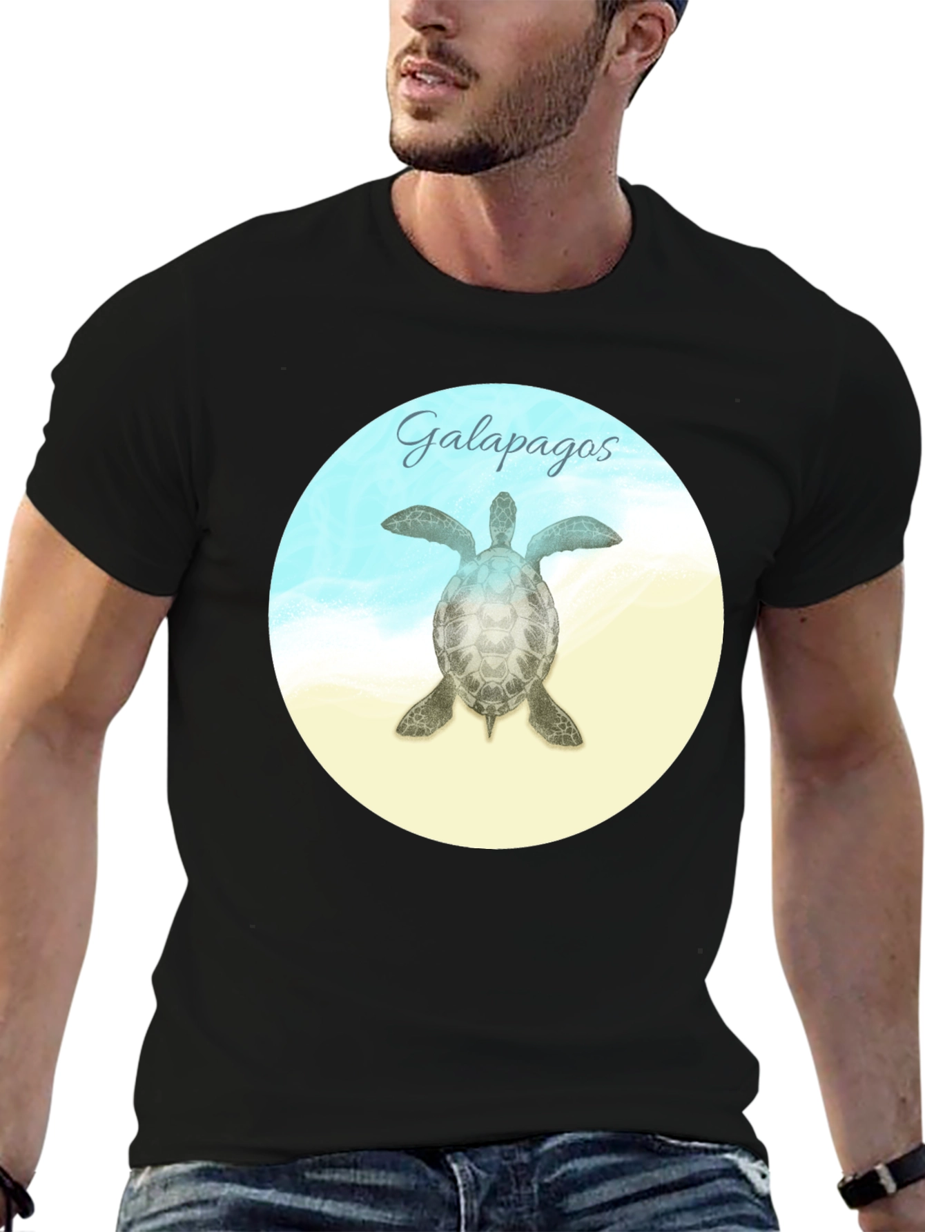 Black Galapagos Turtle Graphic T-Shirt view 6