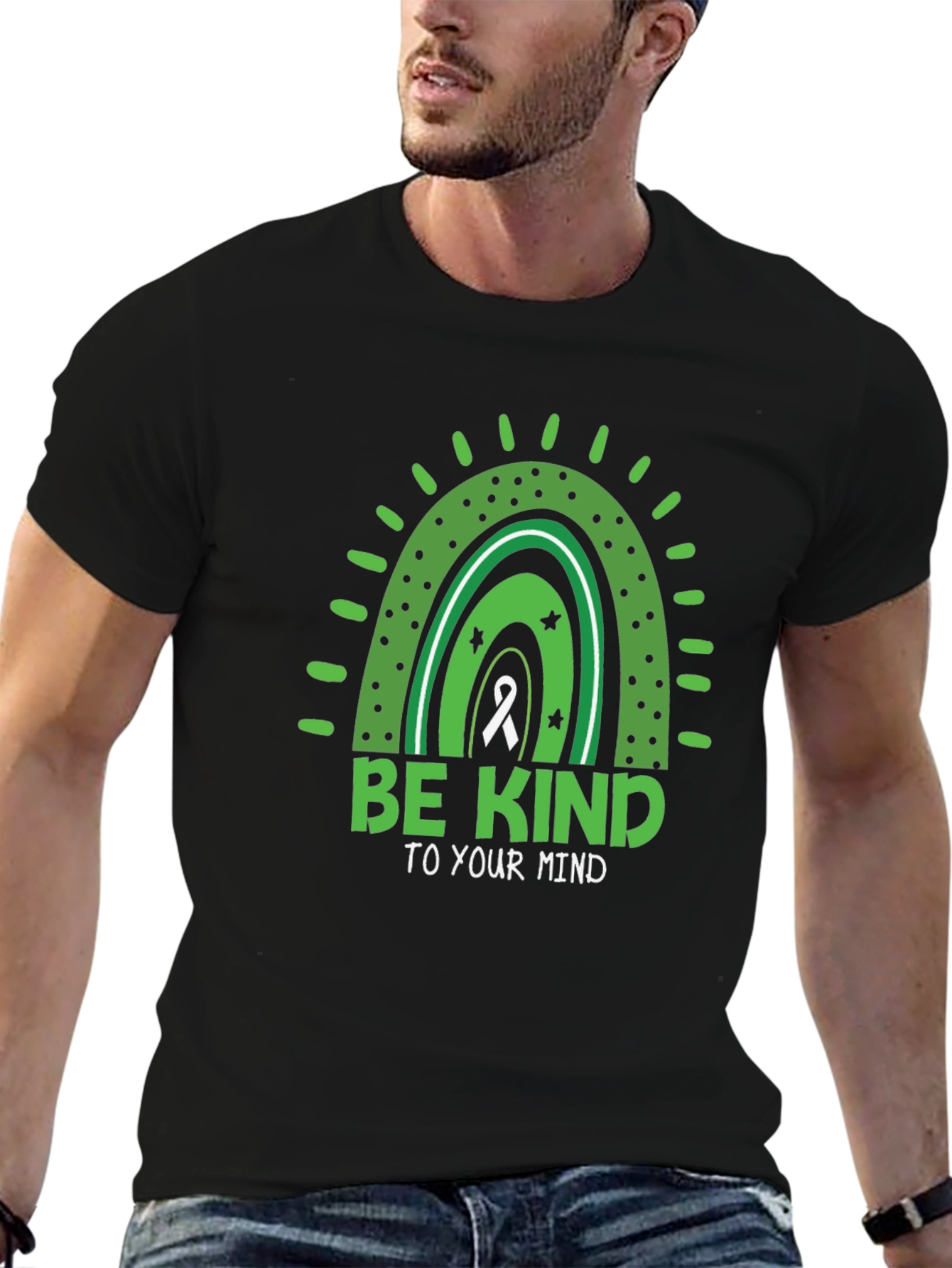 Black Be Kind To Your Mind Mental Health T-Shirt view 6