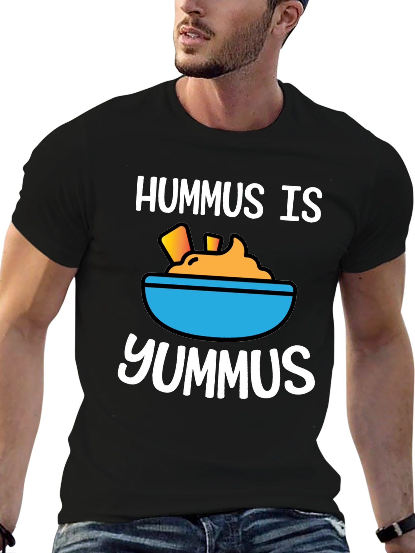 Black Hummus Is Yummus T-Shirt - Funny Foodie Tee view 6