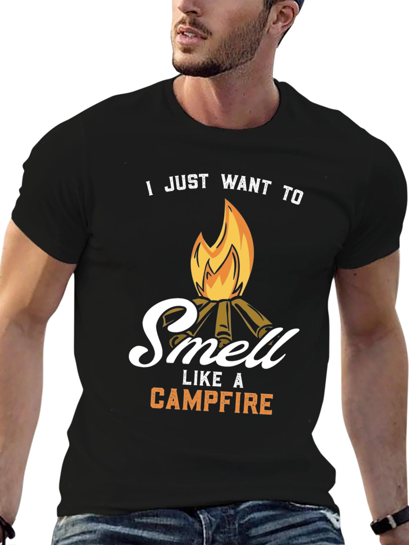 Black Campfire Smell T-Shirt - Camping Lover Gift view 6