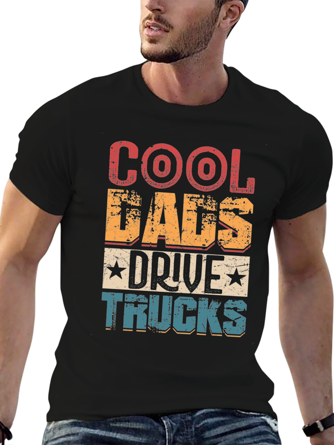 Black Cool Dads Drive Trucks Graphic Tee view 6