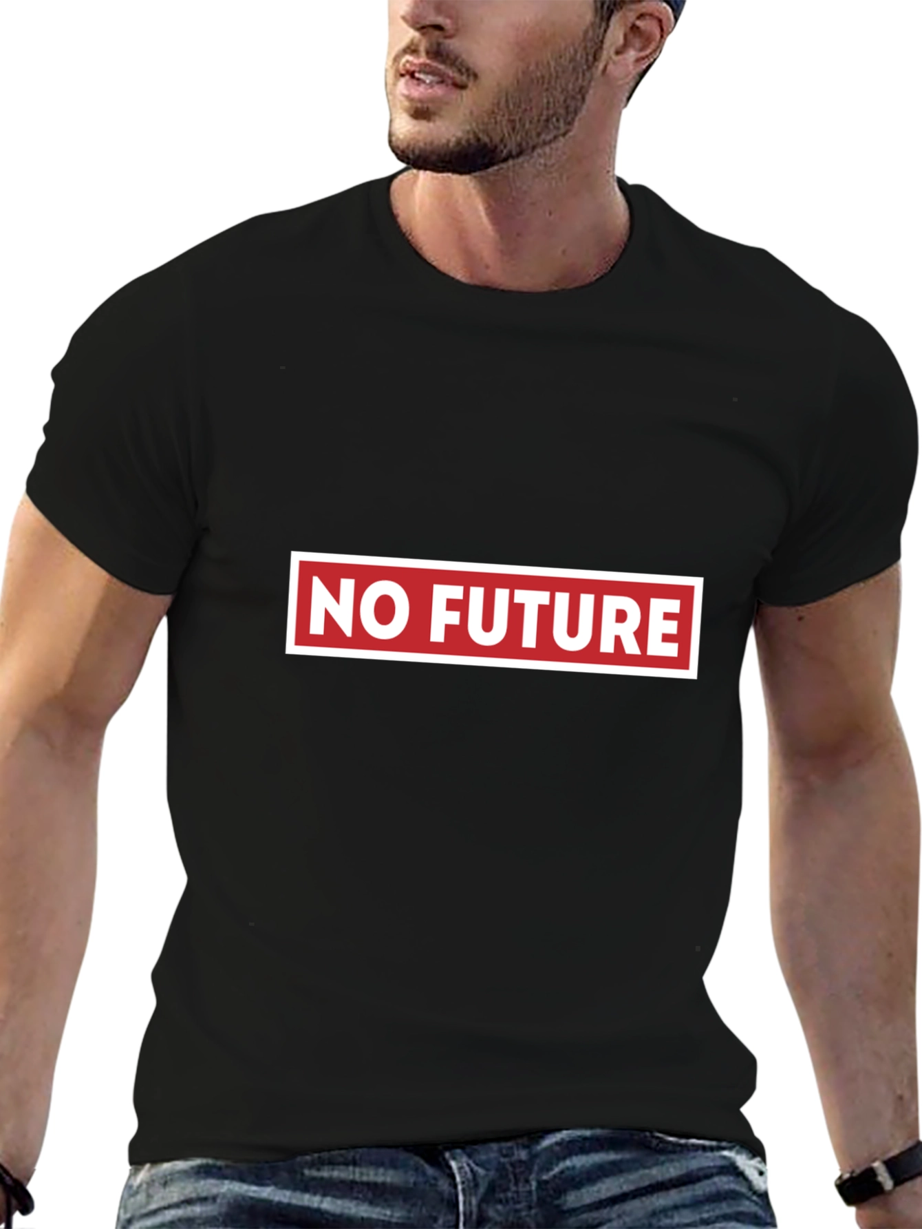 Black No Future Graphic Tee - Bold Statement Shirt view 6
