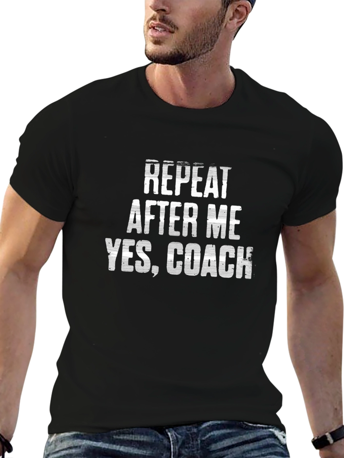 Black Repeat After Me, Yes Coach T-Shirt view 6