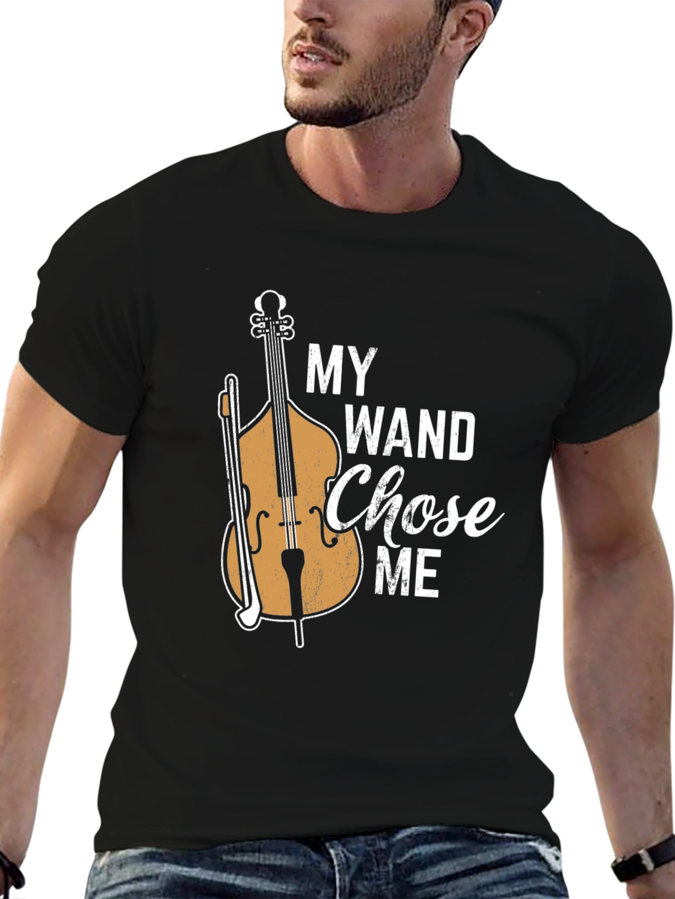 Black My Wand Chose Me Bass Player T-Shirt view 6