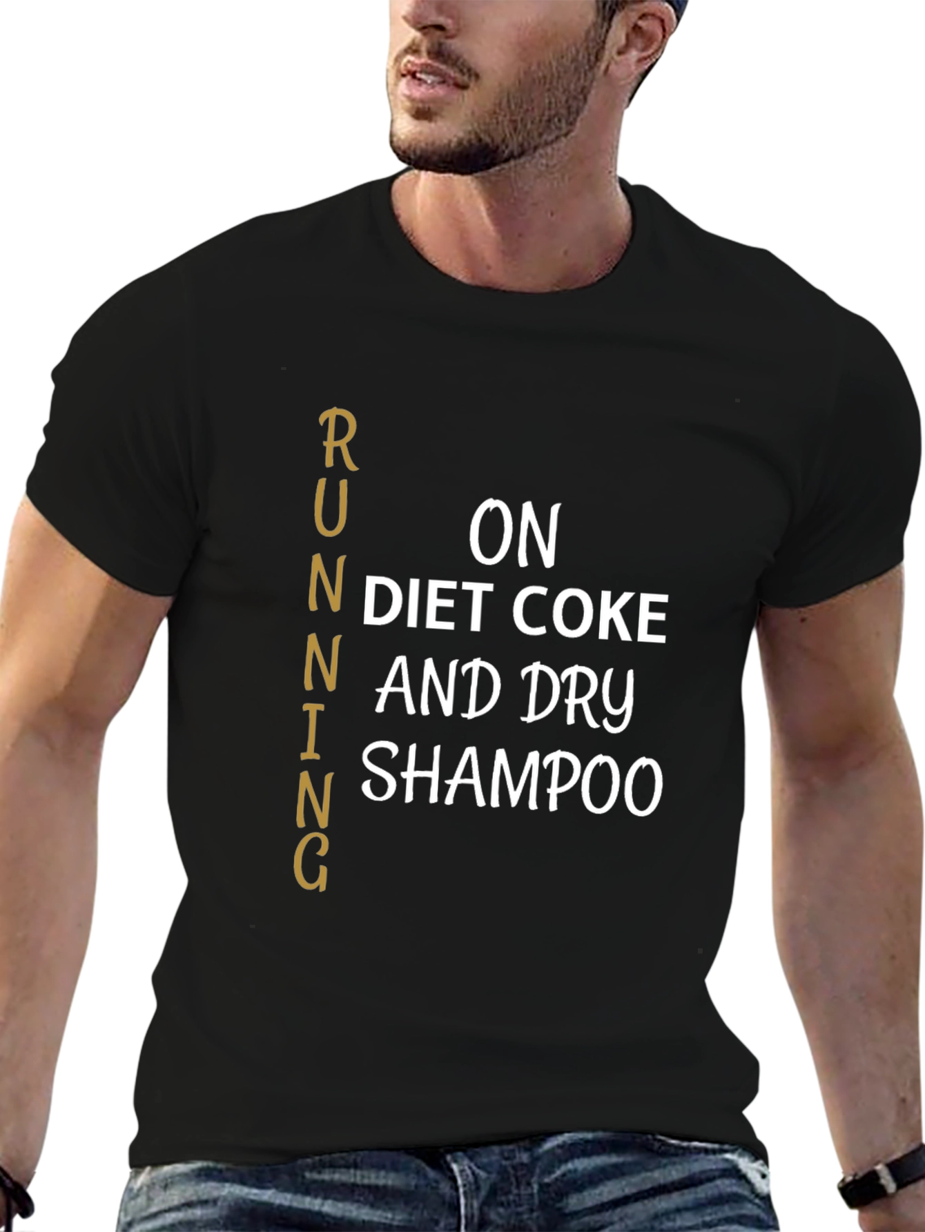 Black Running on Diet Coke & Dry Shampoo T-Shirt view 6