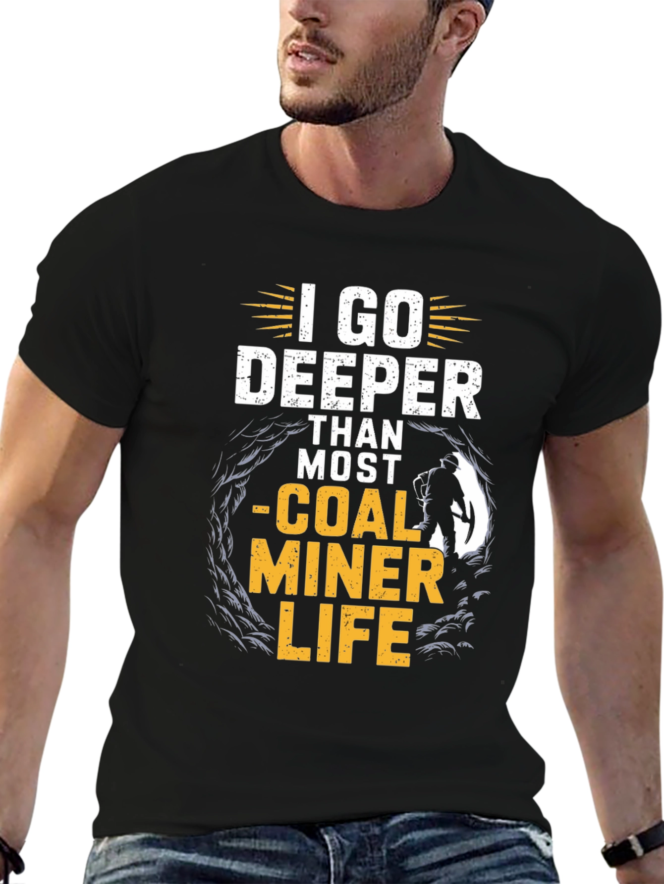 Black I Go Deeper Than Most - Coal Miner Life T-Shirt view 6