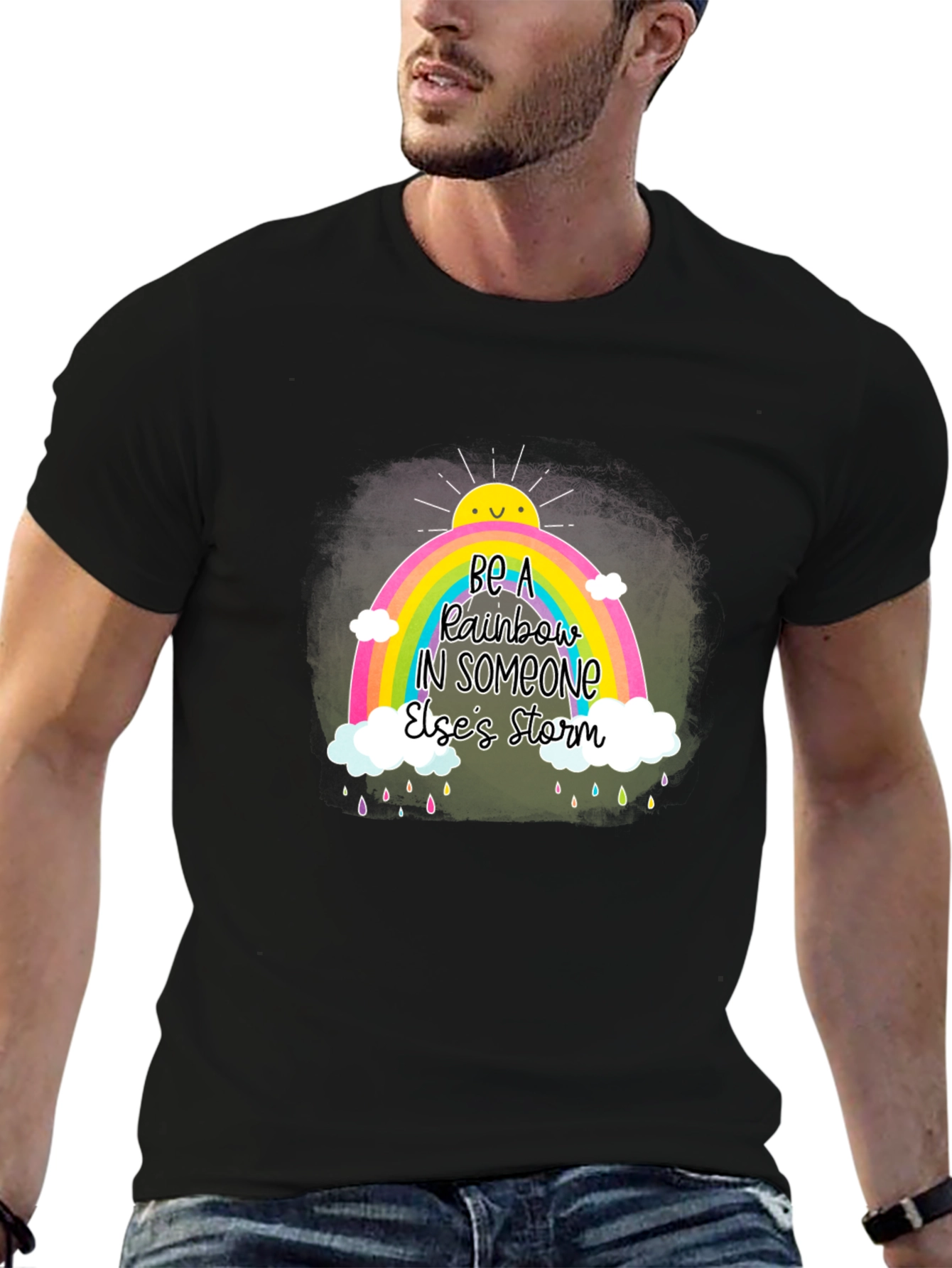 Black Be a Rainbow Graphic T-Shirt view 6