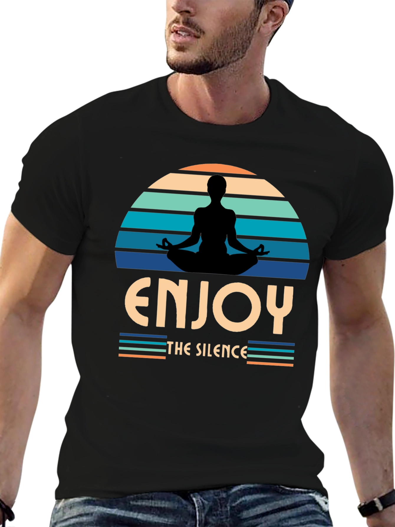 Black Enjoy The Silence Yoga T-Shirt  view 6