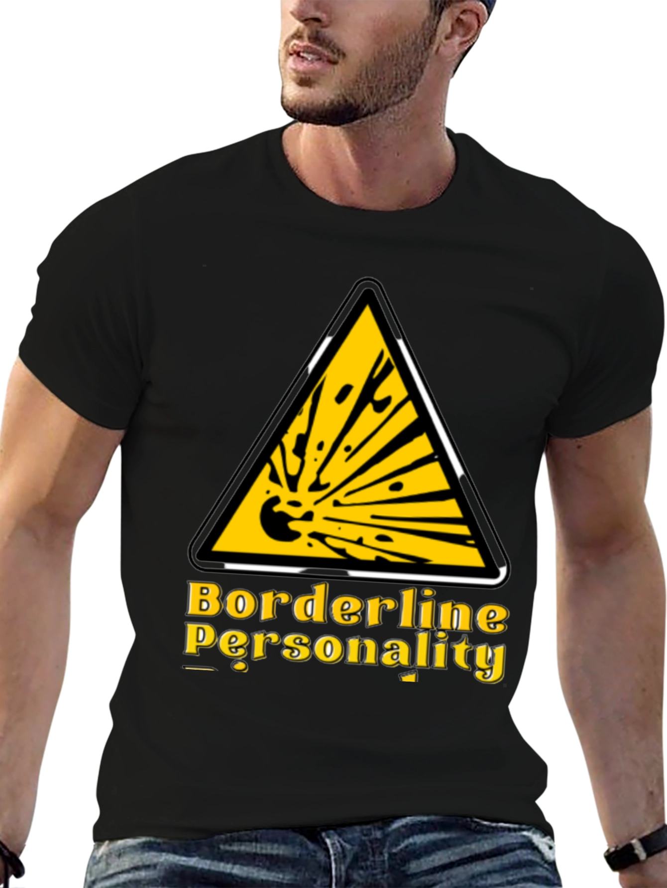 Black Borderline Personality Funny Graphic T-Shirt view 6