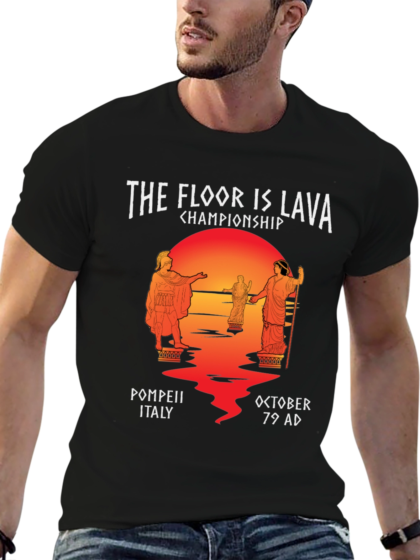 Black The Floor Is Lava Championship Pompeii T-Shirt view 6