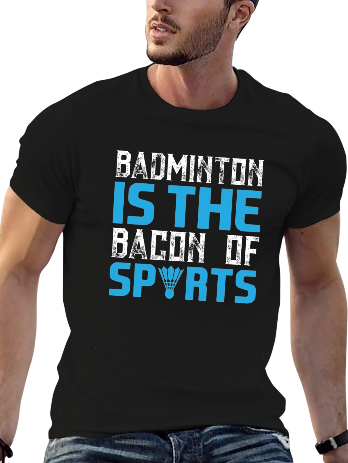 Black Badminton Is The Bacon Of Sports Graphic T-Shirt view 6