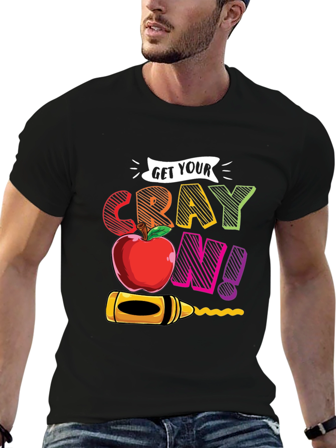 Black Get Your Crayon On! Graphic T-Shirt view 6