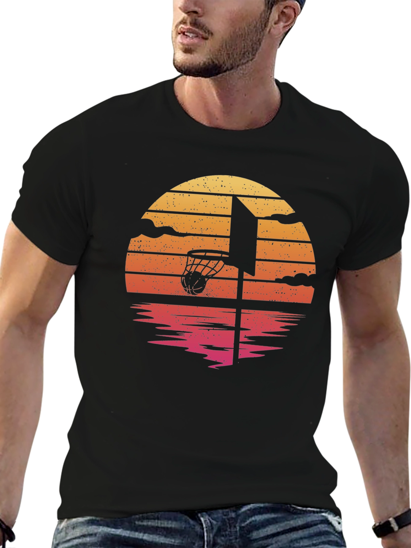 Black Sunset Basketball Graphic Tee view 6