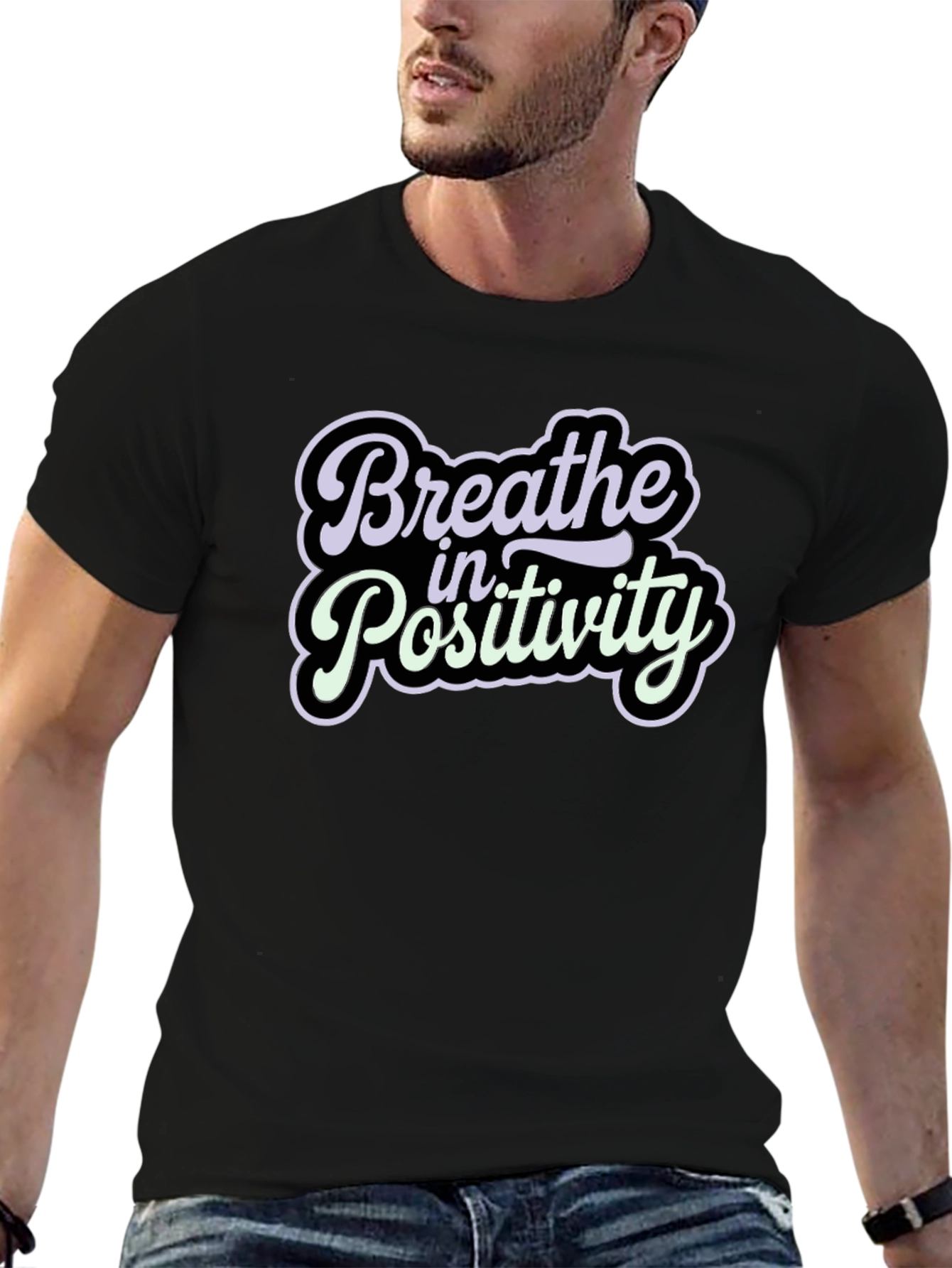 Black Breathe in Positivity Graphic T-Shirt view 6