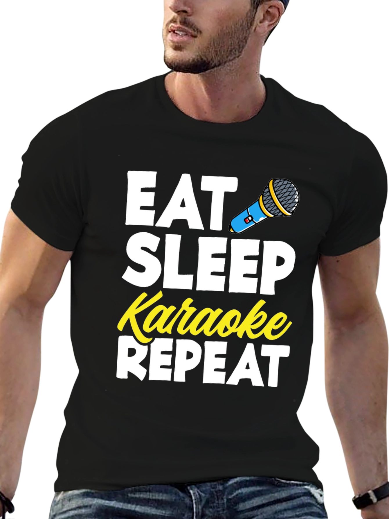 Black Eat Sleep Karaoke Repeat T-Shirt view 6