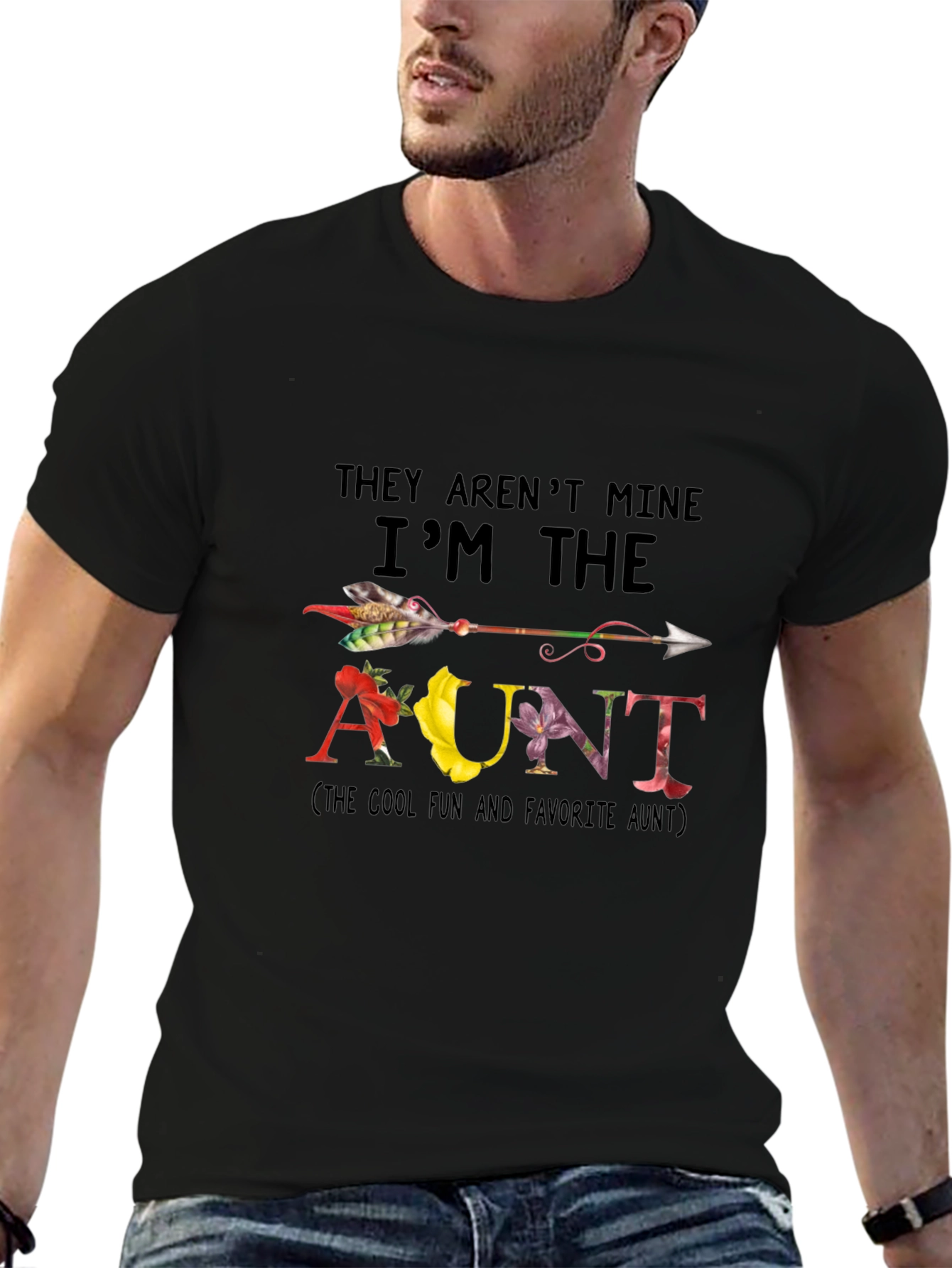 Black Funny Aunt T-Shirt - They Aren't Mine view 6