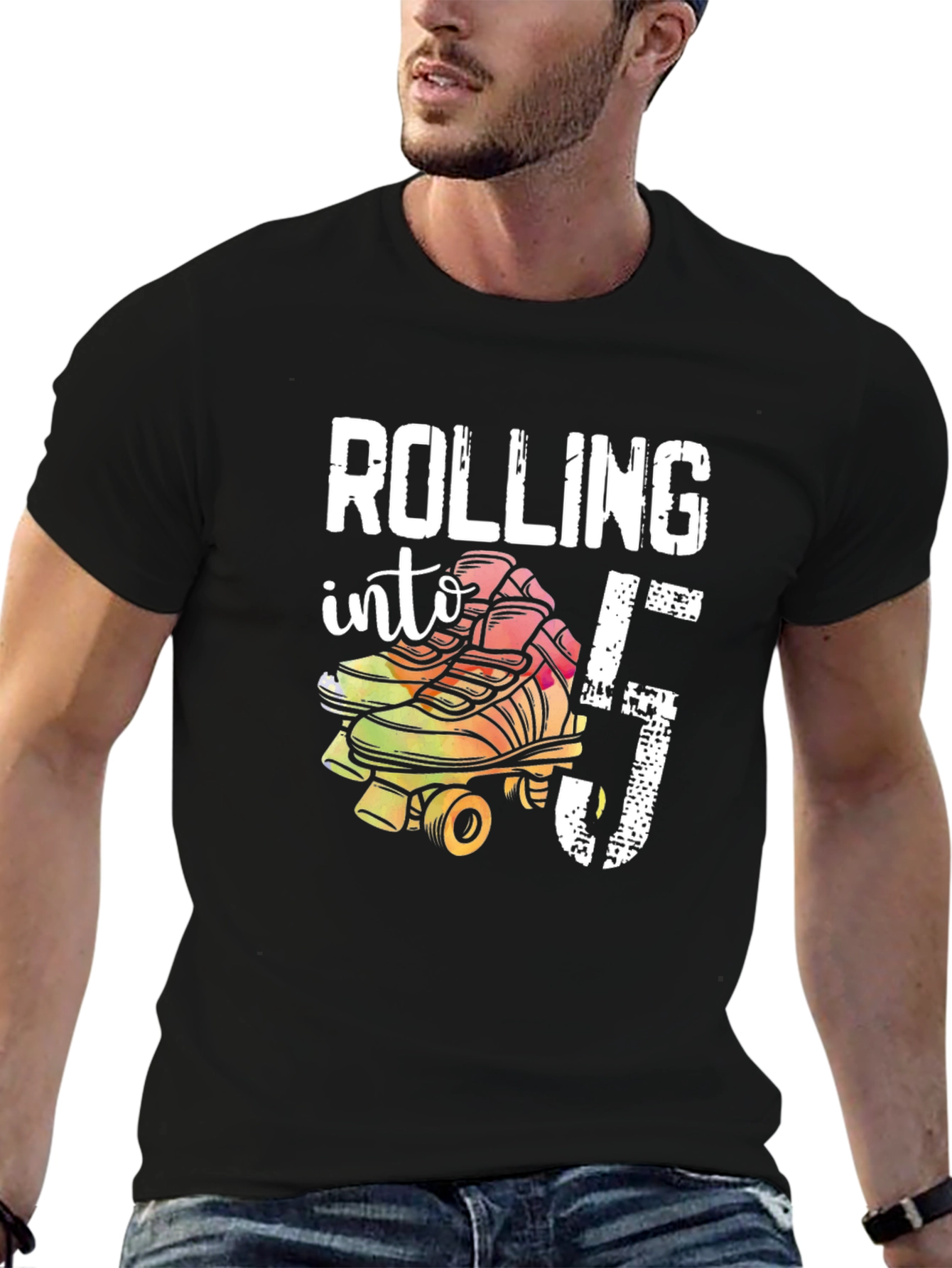 Black Rolling Into 5th Birthday T-Shirt view 6