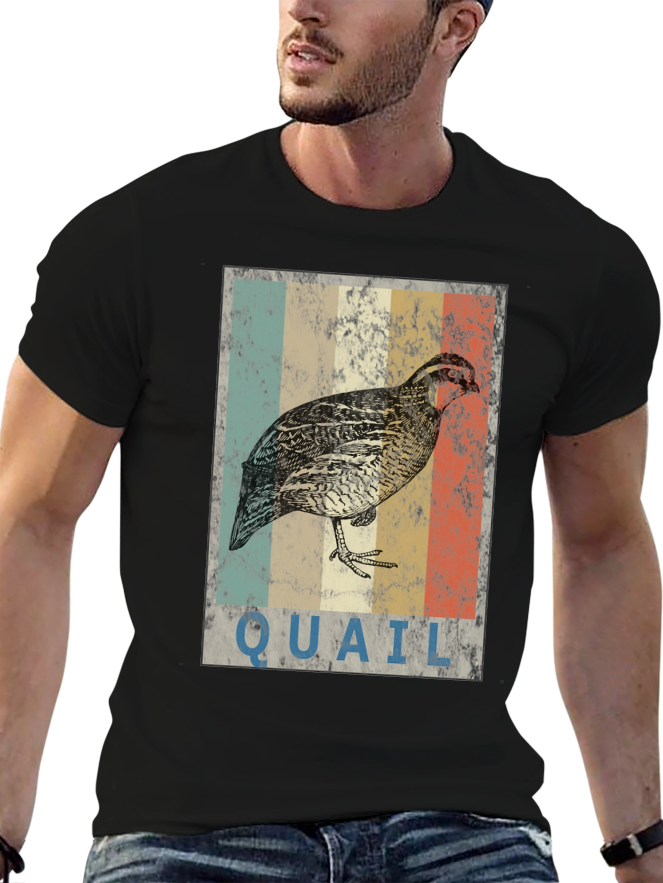 Black Vintage Quail Graphic T-Shirt view 6