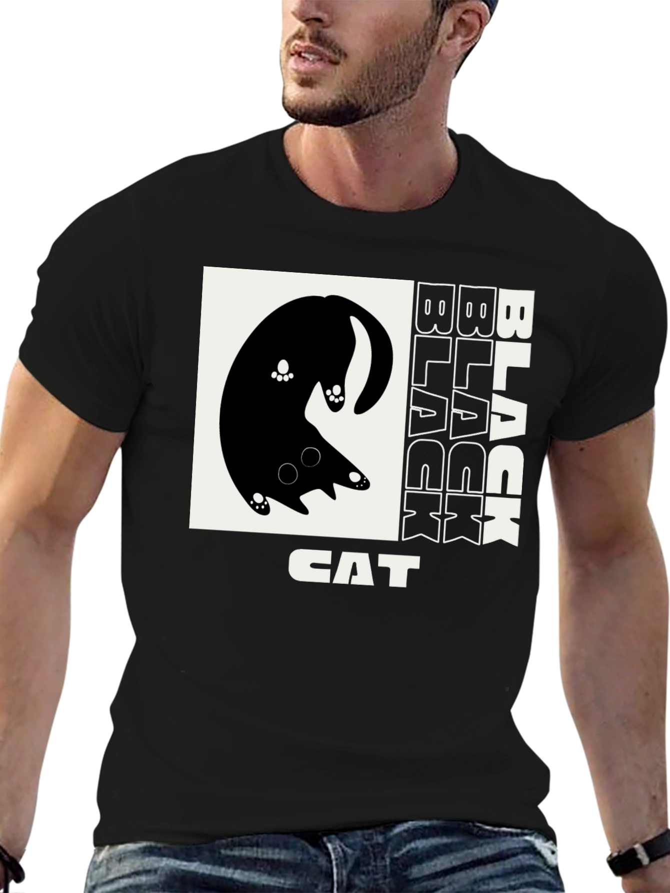 Black Black Cat Graphic T-Shirt view 6
