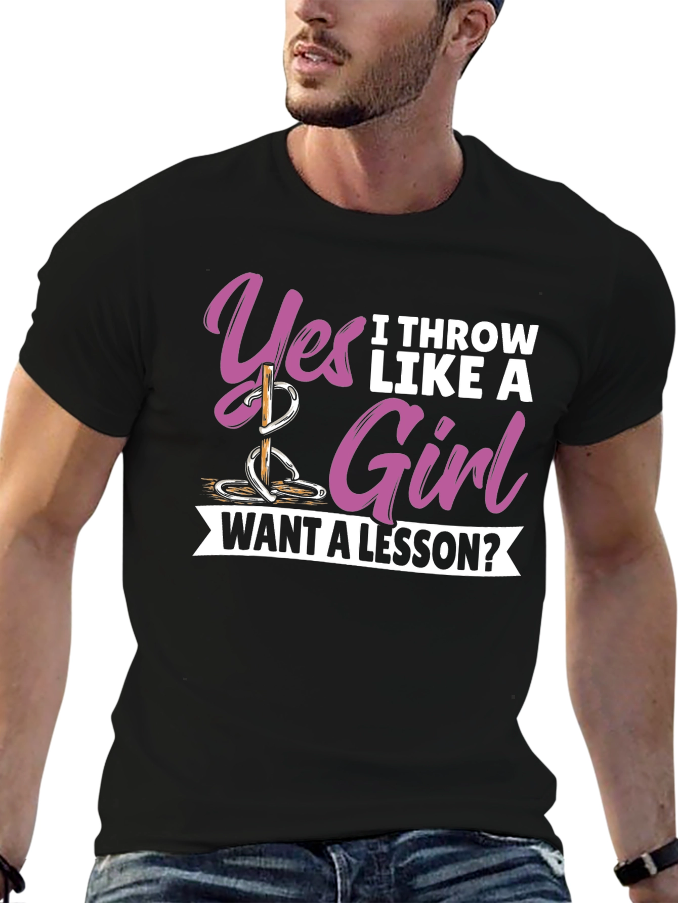 Black Yes I Throw Like A Girl T-Shirt view 6