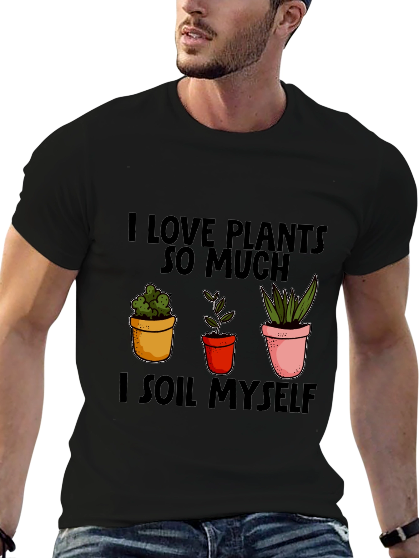 Black I Love Plants T-Shirt Funny Gardening Shirt view 6