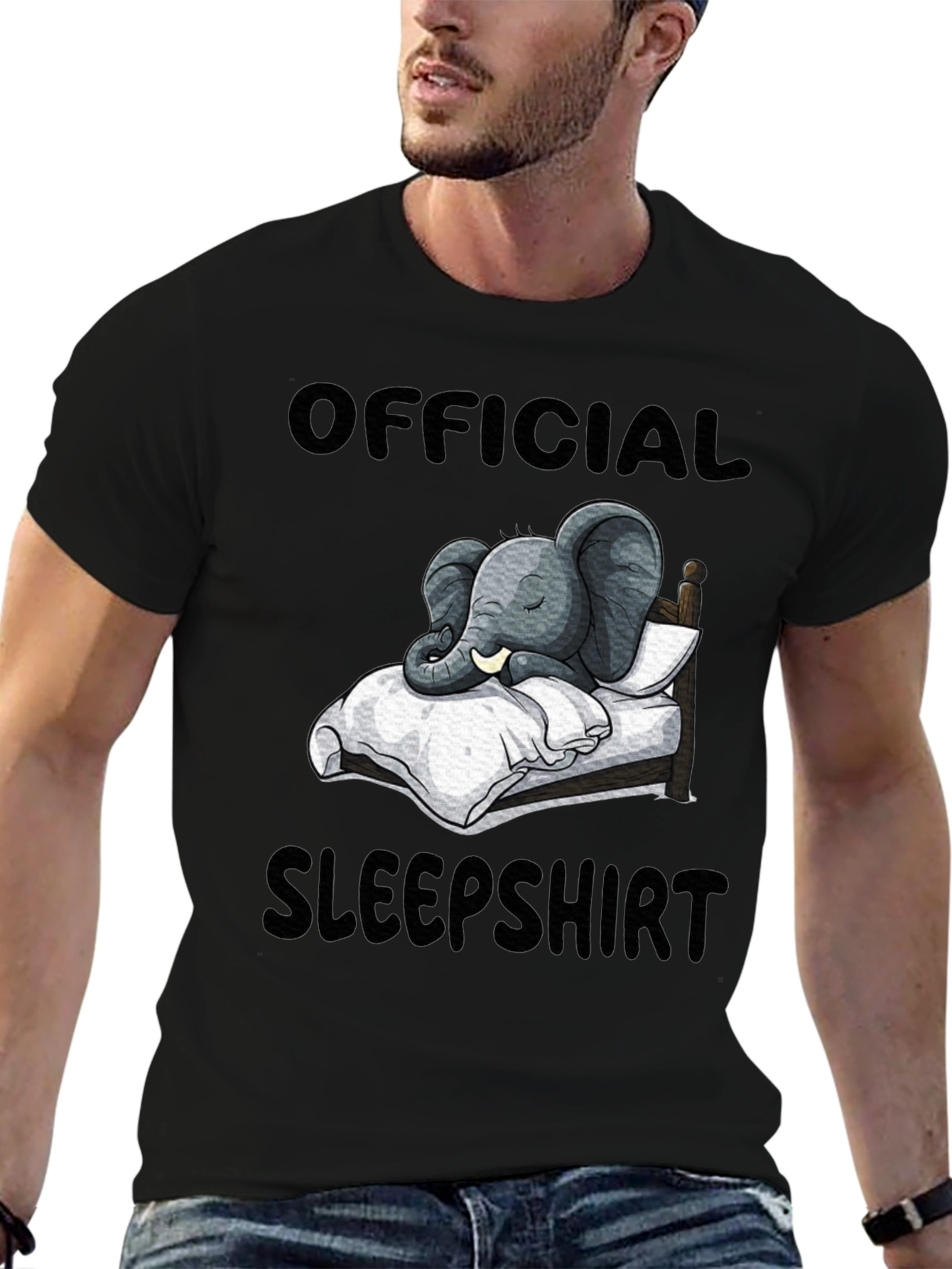 Black Official Sleepshirt: Elephant Pajama Tee view 6