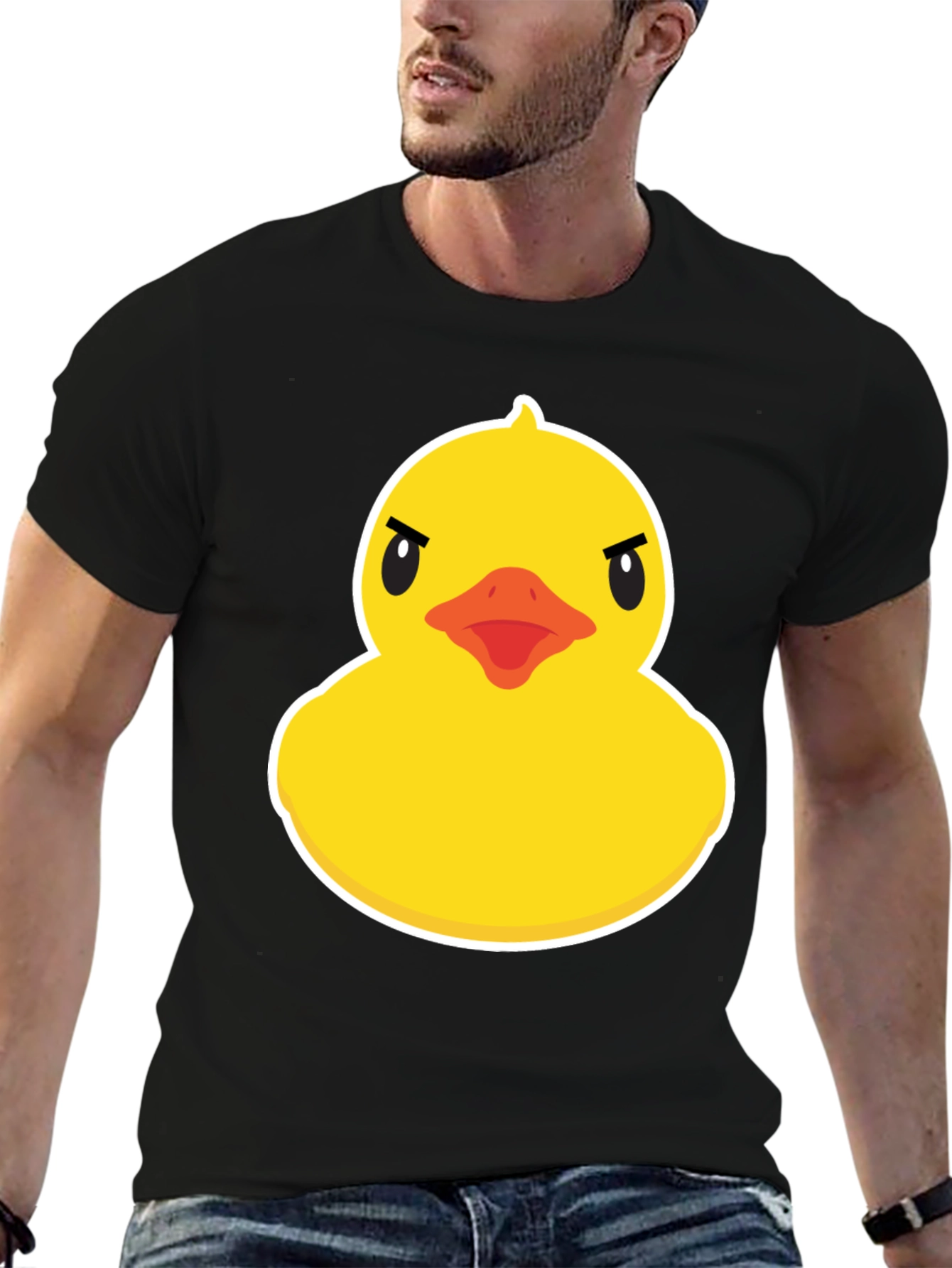 Black Angry Duck Graphic T-Shirt - Unique Design view 6