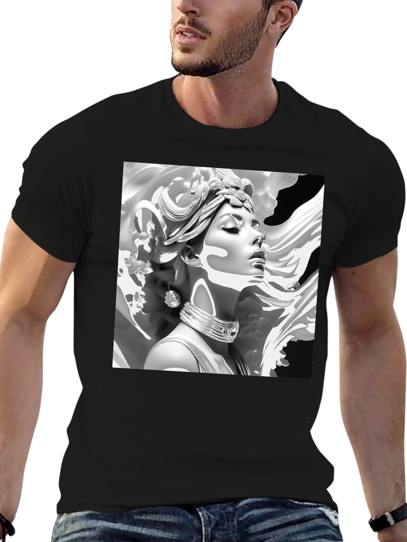 Black Elegant Medusa Graphic Tee - Classic Black view 6