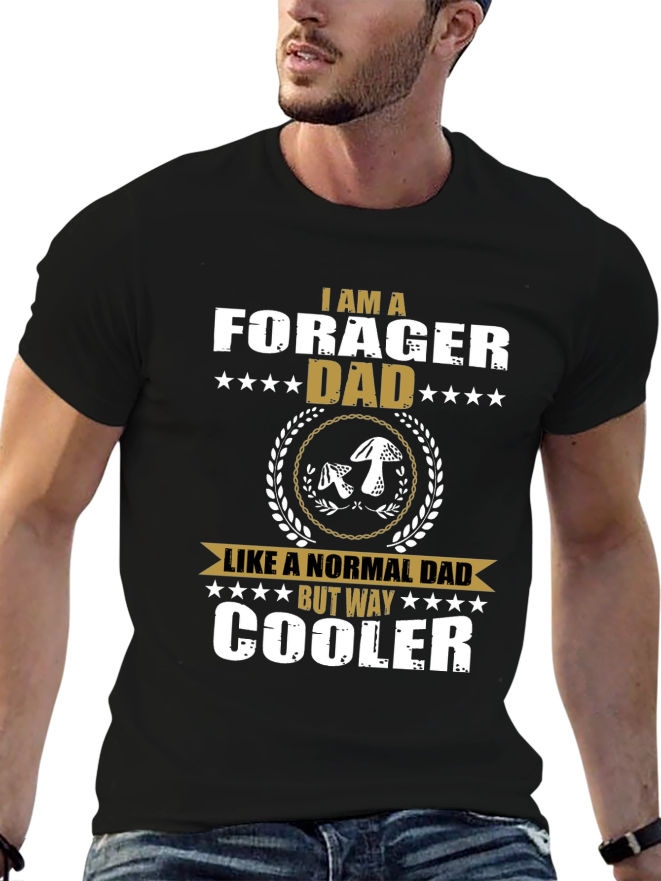 Black Forager Dad Graphic Tee - Cool Mushroom Lover Shirt view 6