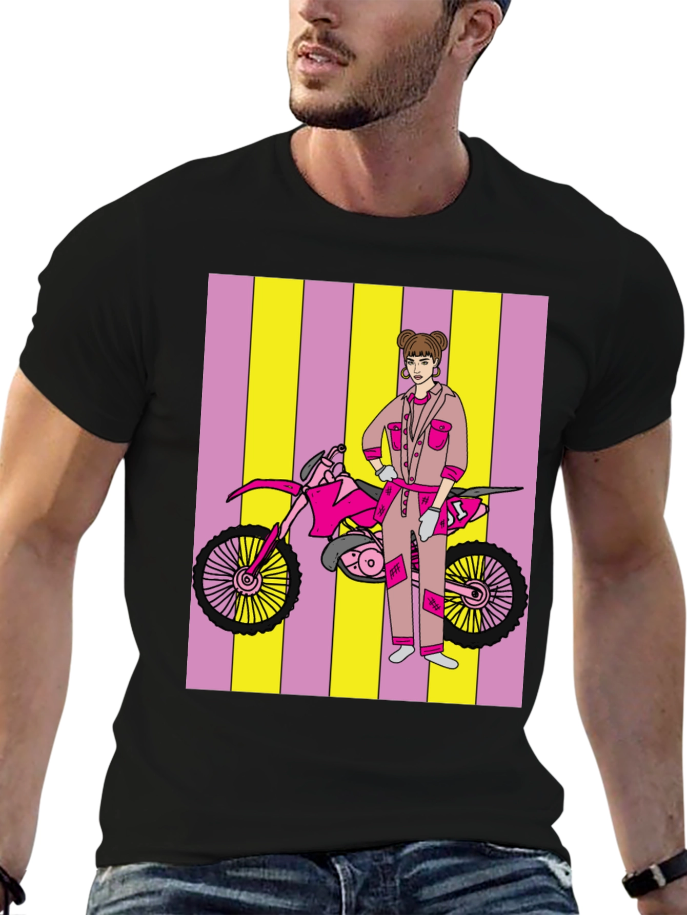 Black Motorcross Girl Graphic T-Shirt - Bold Style view 6