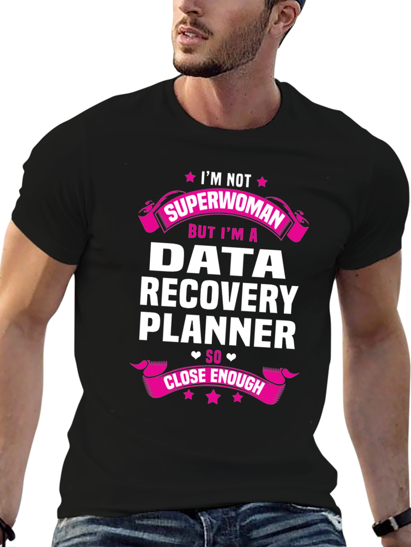 Black Data Recovery Planner Novelty T-Shirt view 6