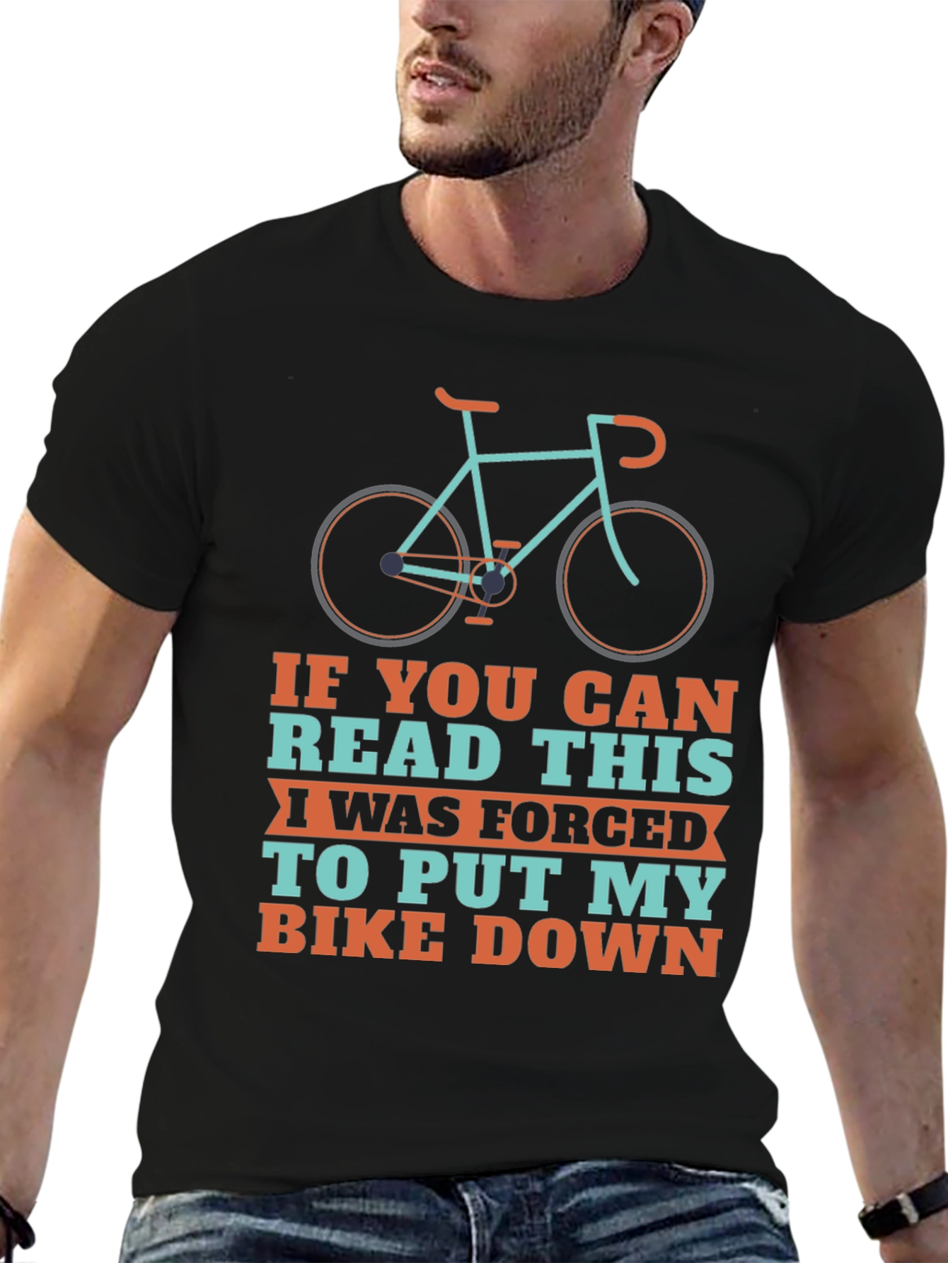 Black Funny Biker T-Shirt - "If You Can Read This" Cycling Tee view 6