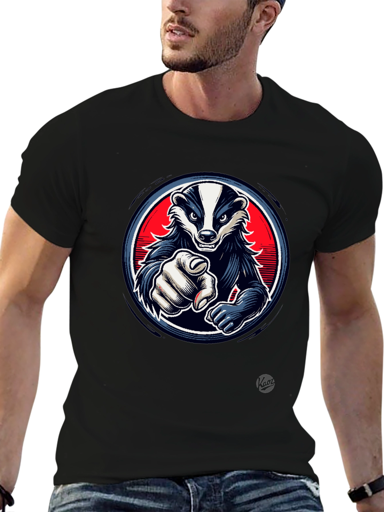 Black Cool Badger Graphic T-Shirt view 6