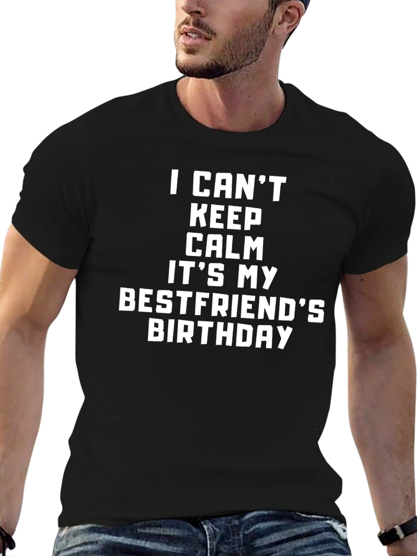 Black Bestfriend's Birthday T-Shirt - Keep Calm Celebration view 6