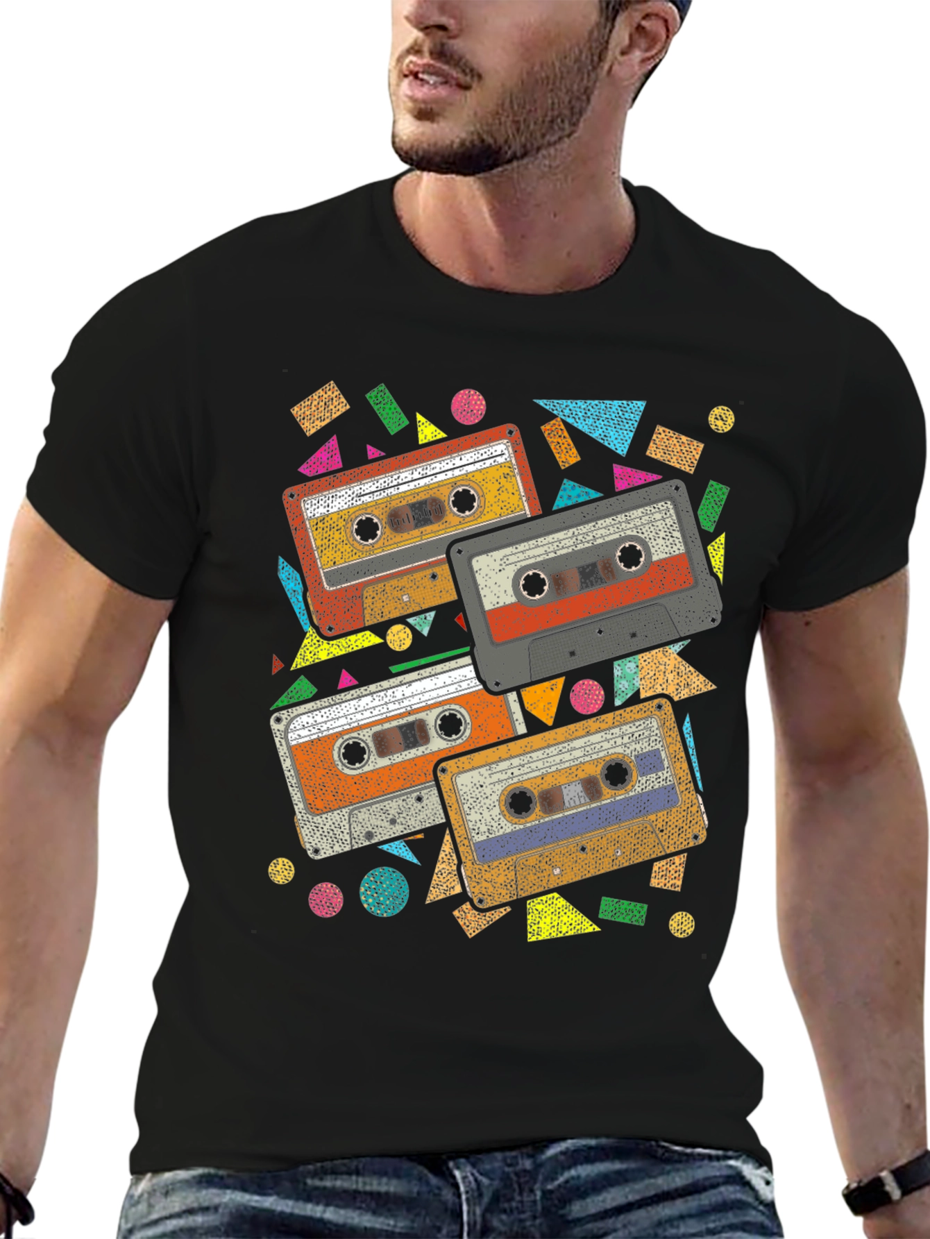 Black Retro Cassette Tape Graphic Tee - Black view 6