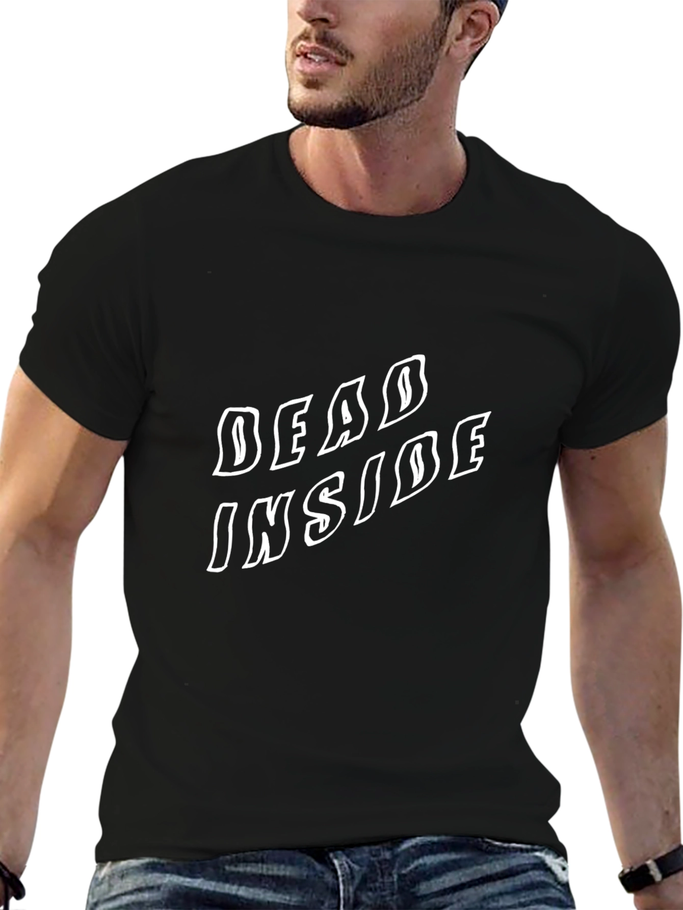 Black Dead Inside Black Graphic Tee for Men view 6